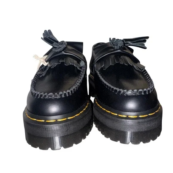 New w/Tags! Dr Martens Tassel Loafers Black Leather Platform Lug Sole Mens 8 - Picture 12 of 16